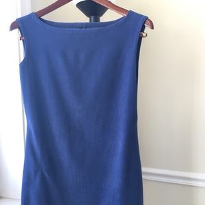 Microfiber boat neck sheath shift dress, blue